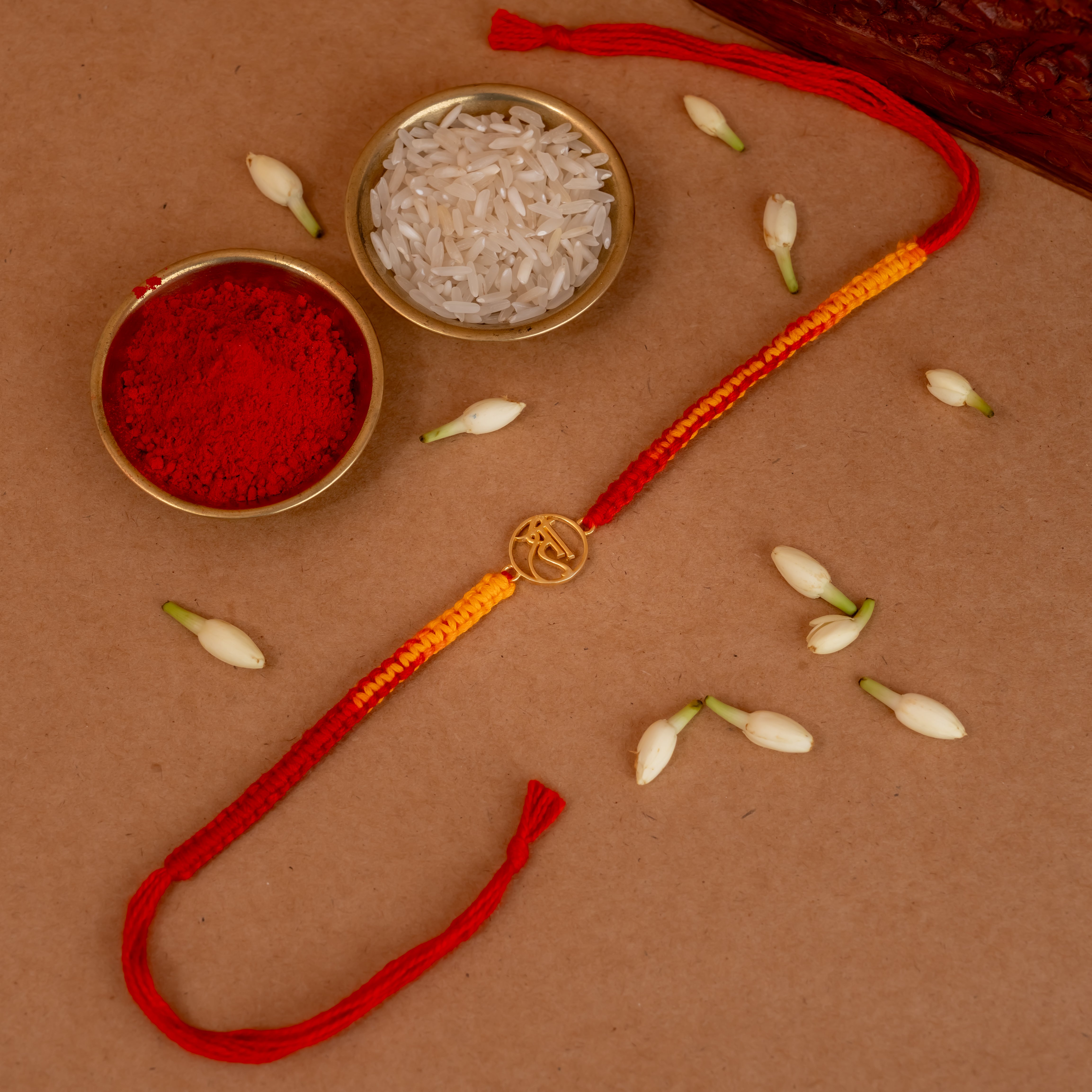 Gold Plated Shree Symbol 925 Silver Rakhi