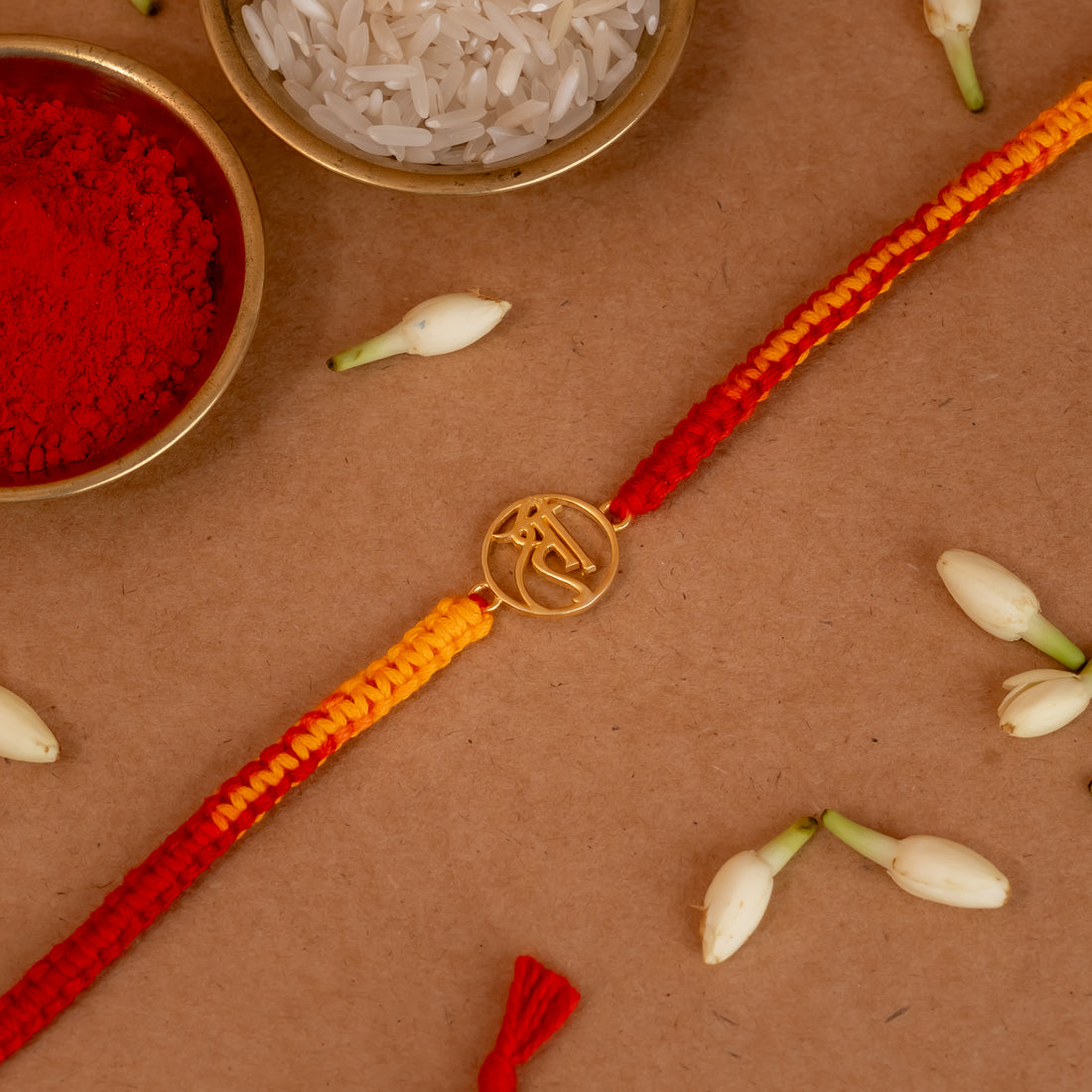 Gold Plated Shree Symbol 925 Silver Rakhi