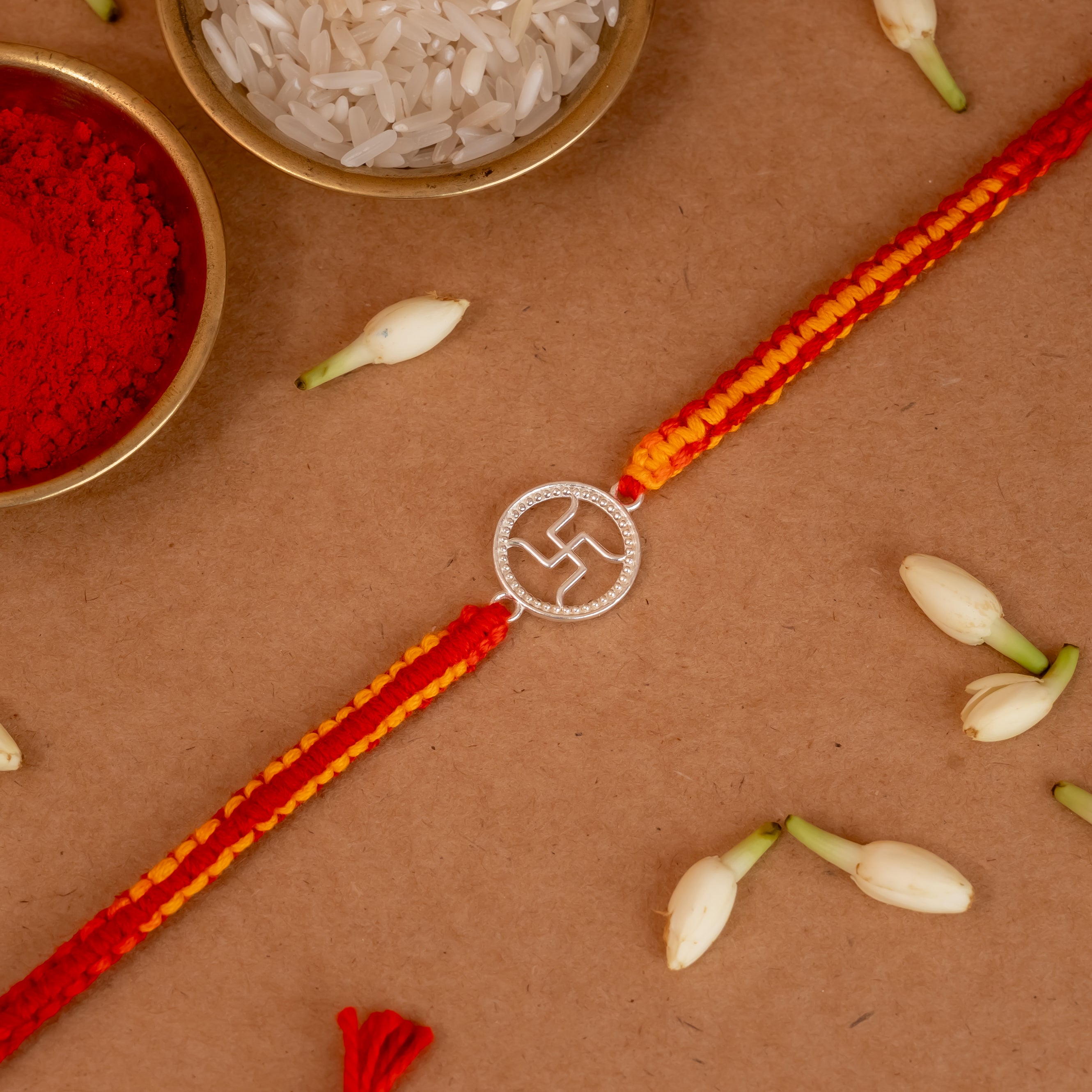 Shubh Swastik 925 Silver Rakhi