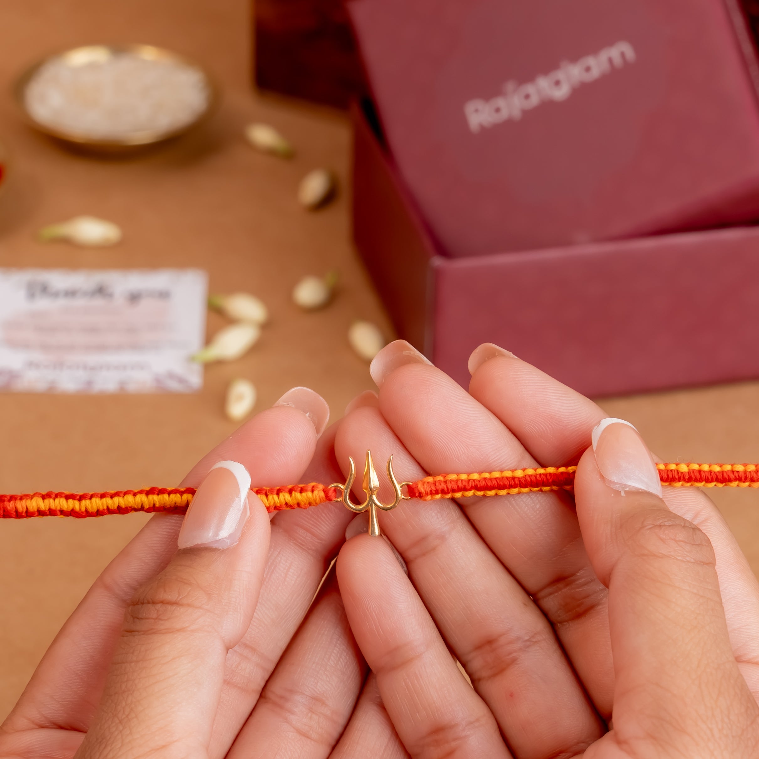 Gold Plated Trishul 925 Silver Rakhi