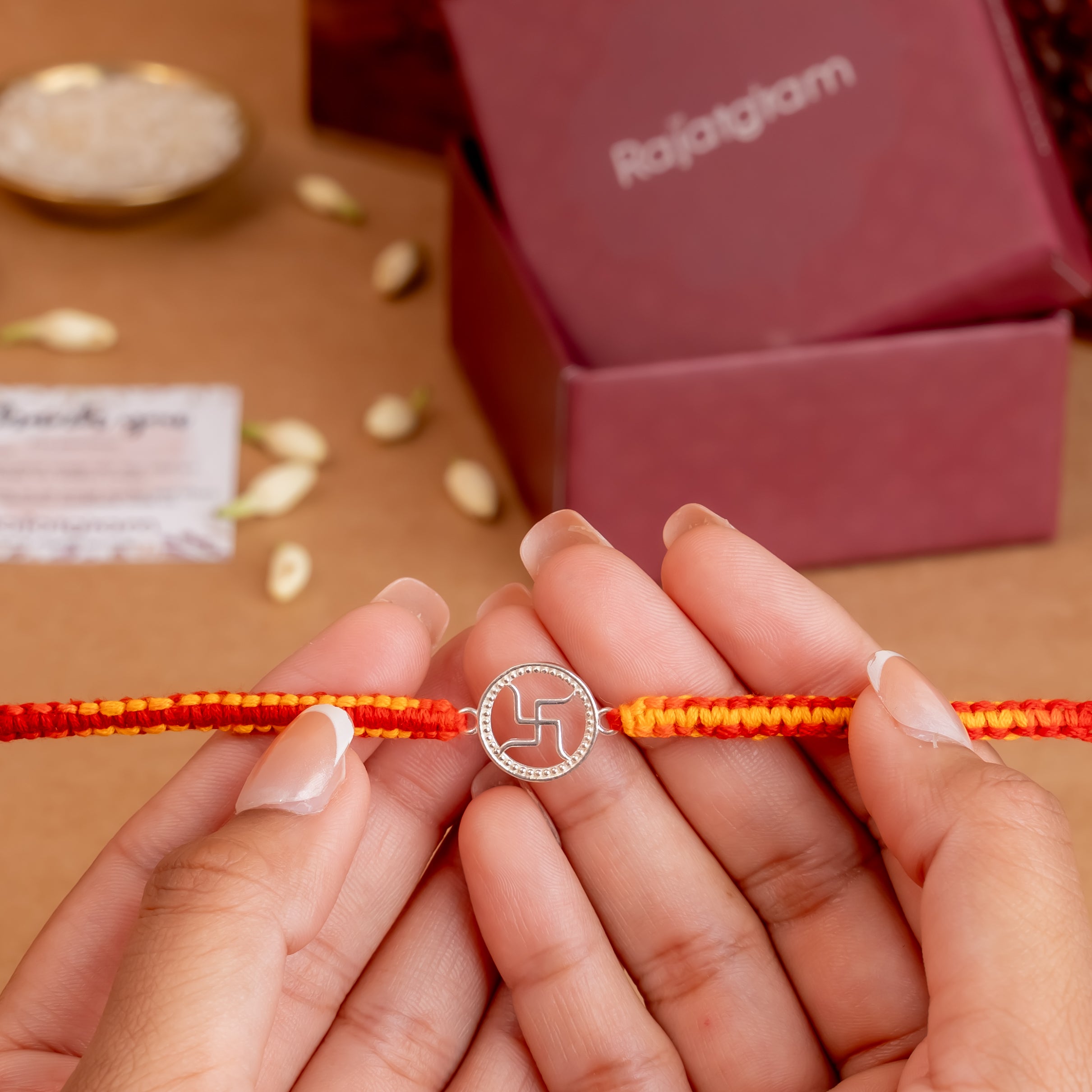 Shubh Swastik 925 Silver Rakhi