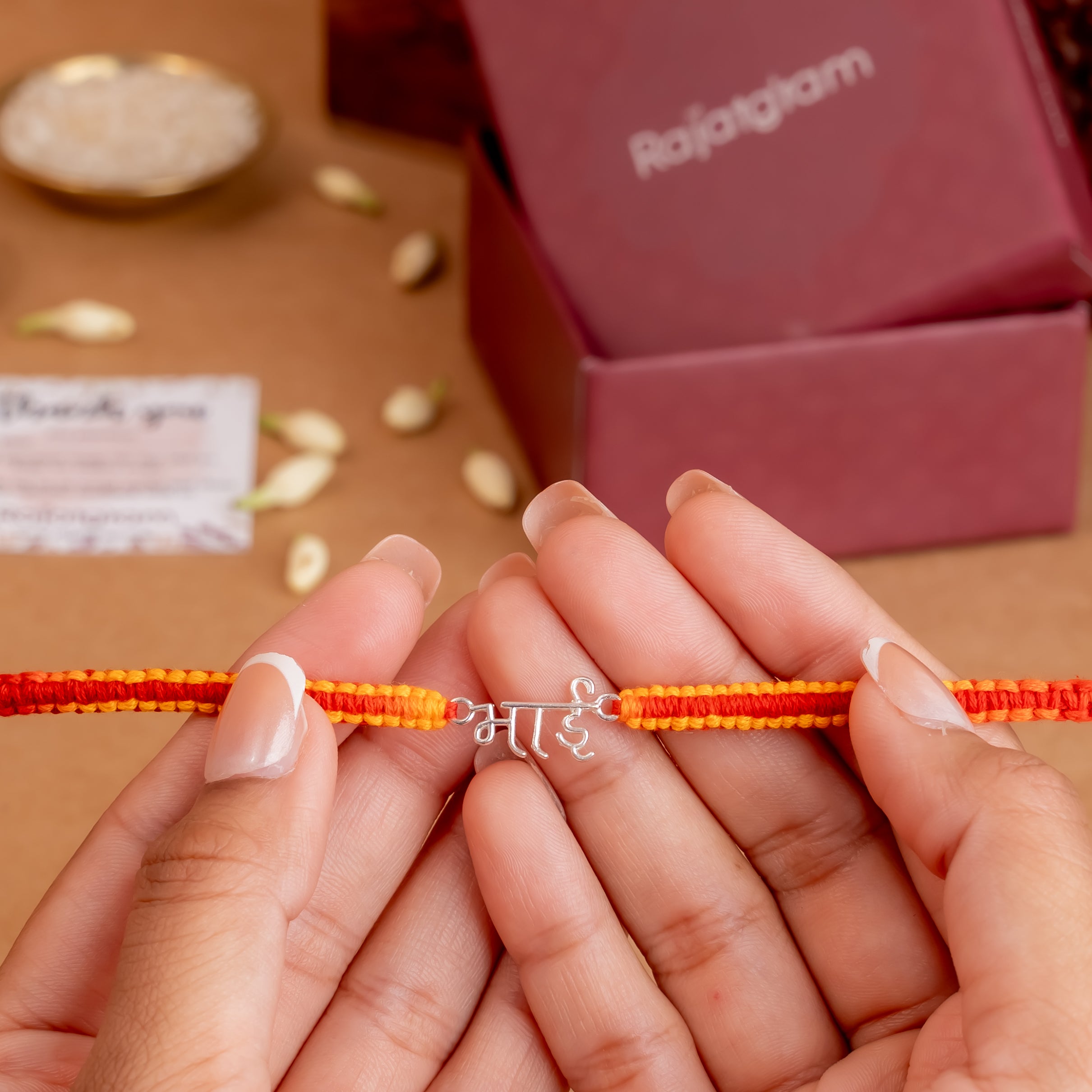 Hindi Bhai 925 Silver Rakhi