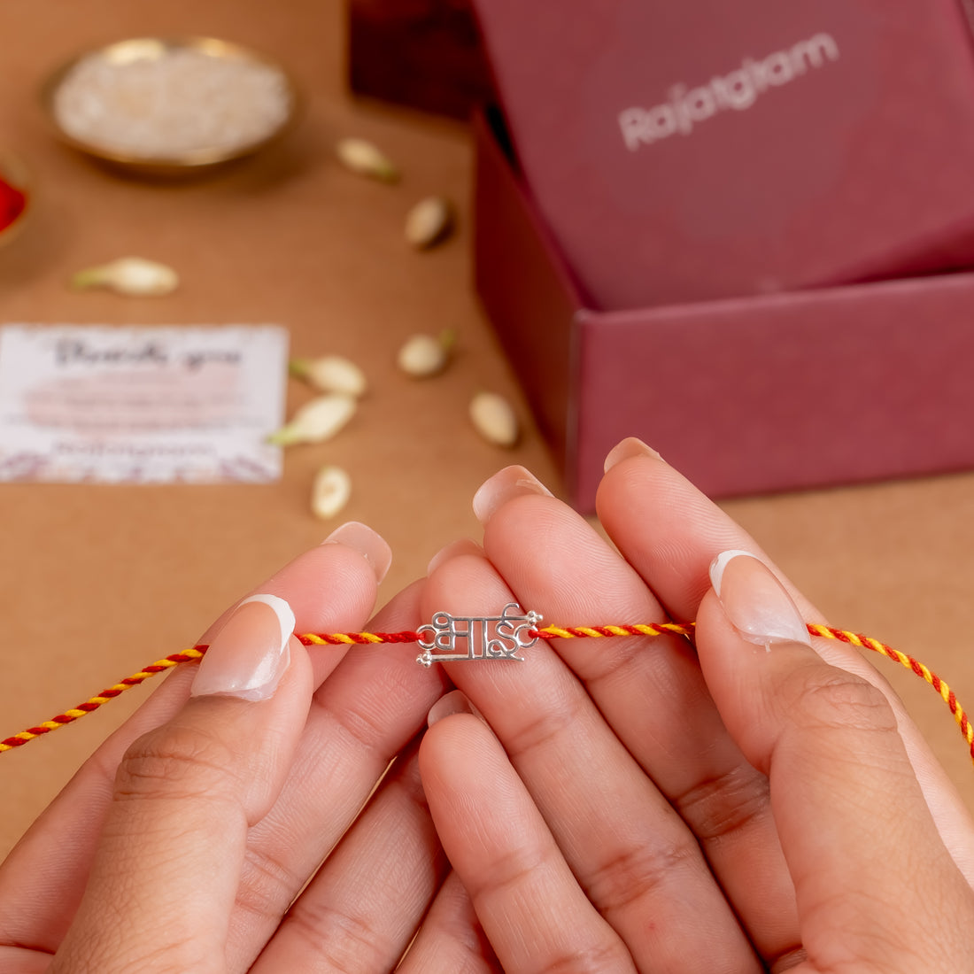 Eternal Hindi Bhai 925 Silver Rakhi
