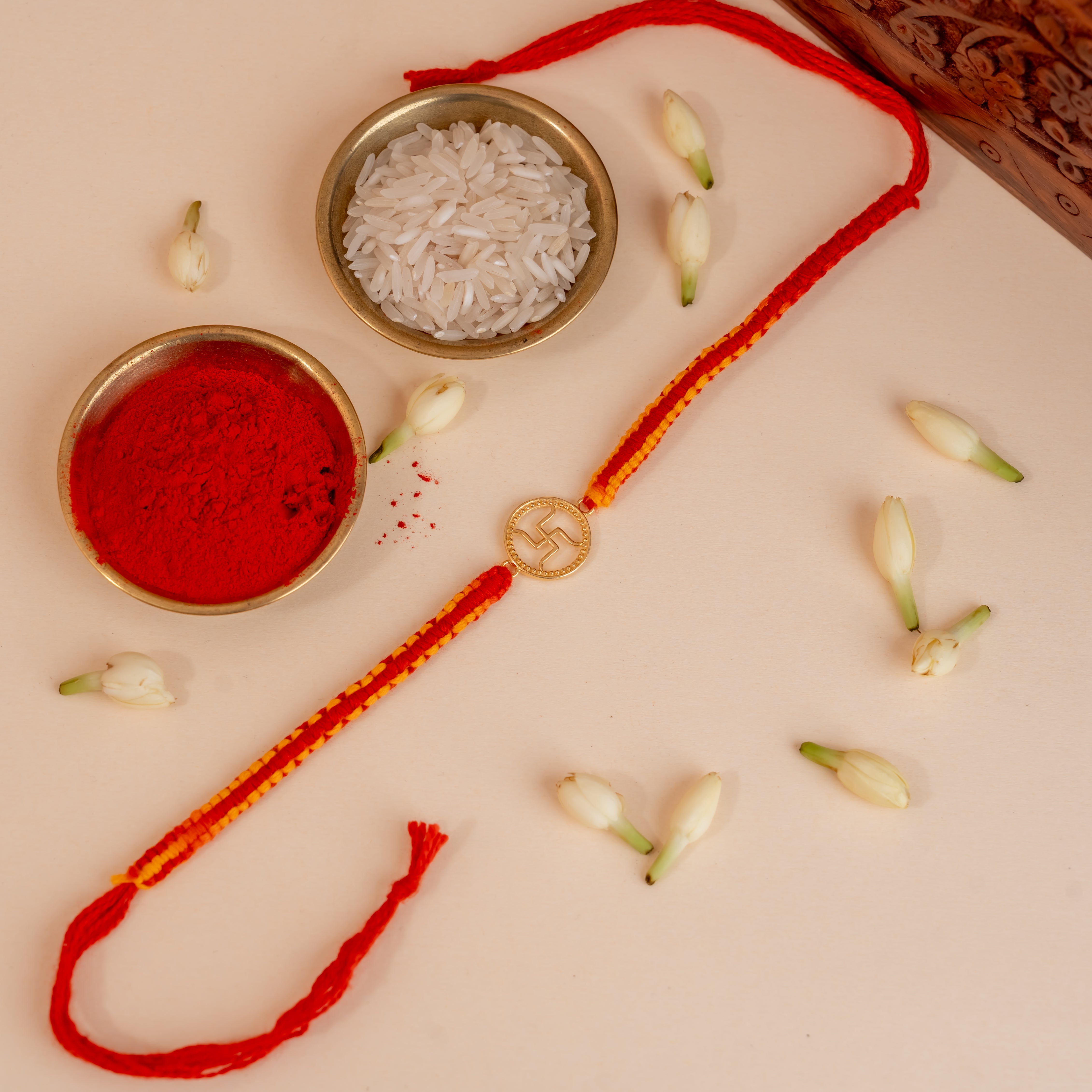 Gold Plated Shubh Swastik 925 Silver Rakhi