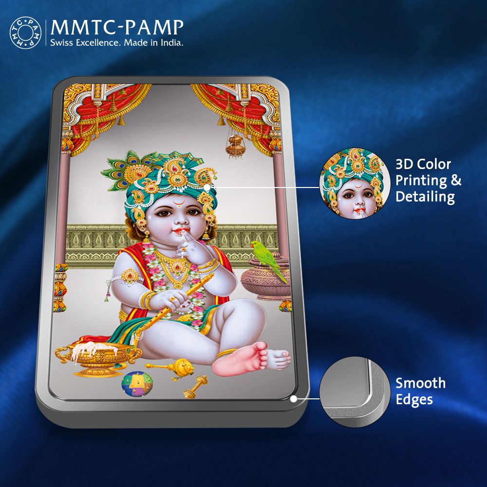 (999.9+) Purest 50 gm Laddoo Gopal Silver Bar