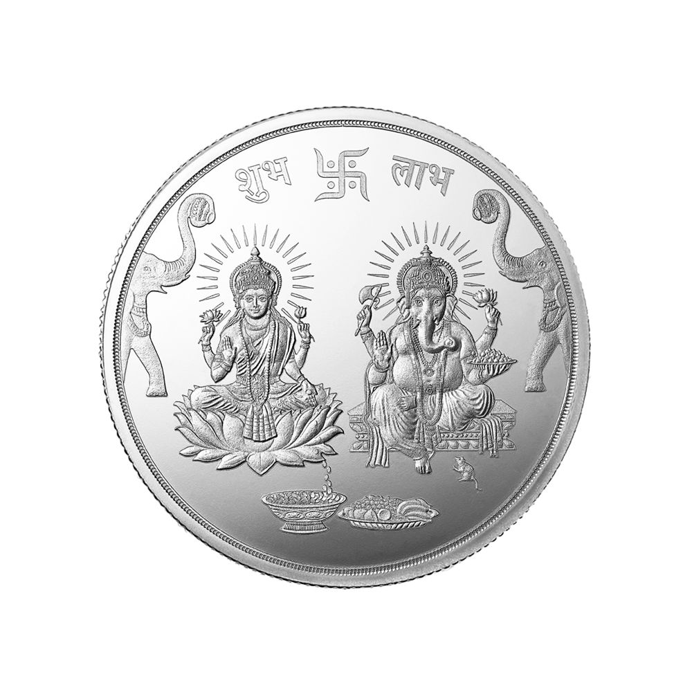 (999.9+) Purest 10 gm Ganesh Laxmi Silver Coin