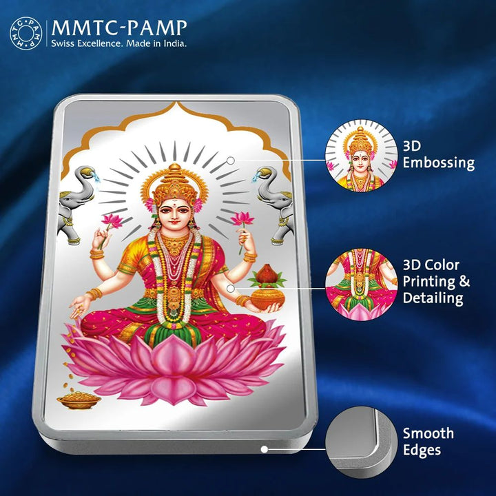 (999.9+) Purest 20 gm Laxmi Colored Silver Bar