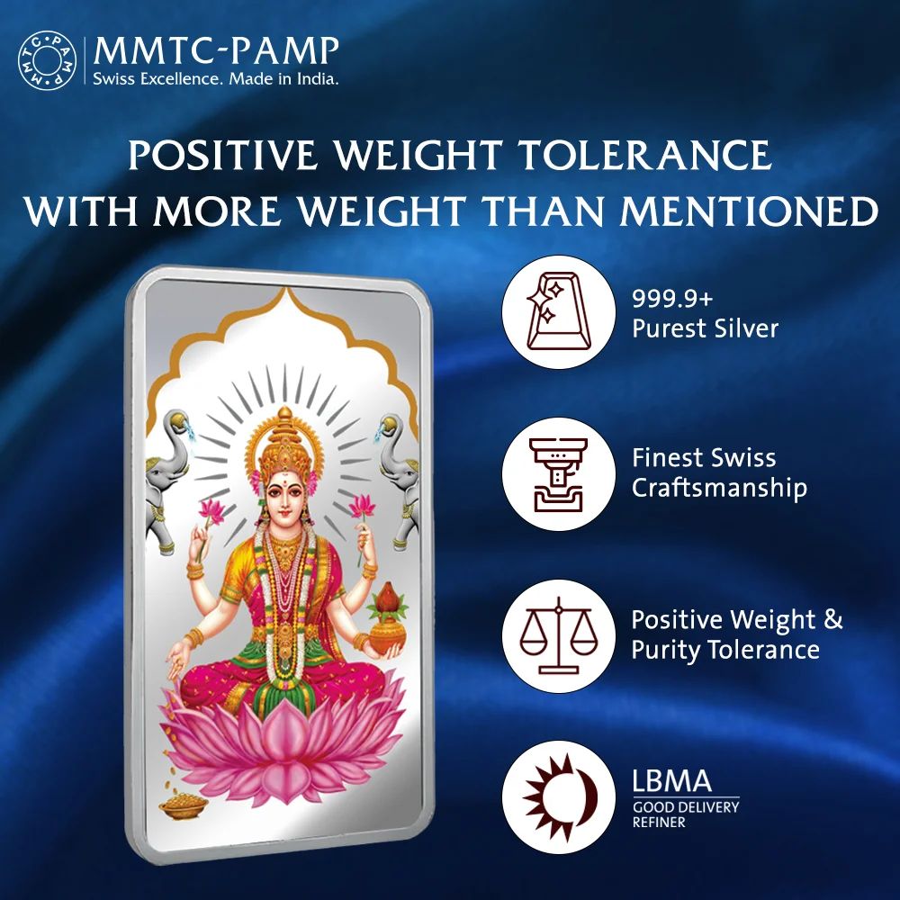 (999.9+) Purest 20 gm Laxmi Colored Silver Bar