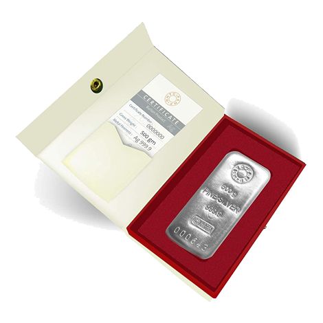 (999.9+) Purest 500 gm Casted Silver Bar