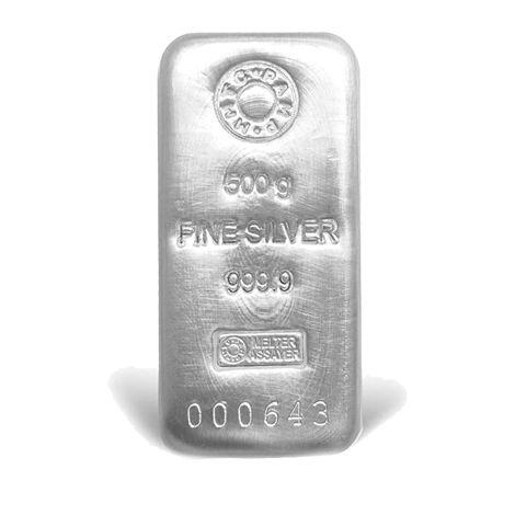 (999.9+) Purest 500 gm Casted Silver Bar