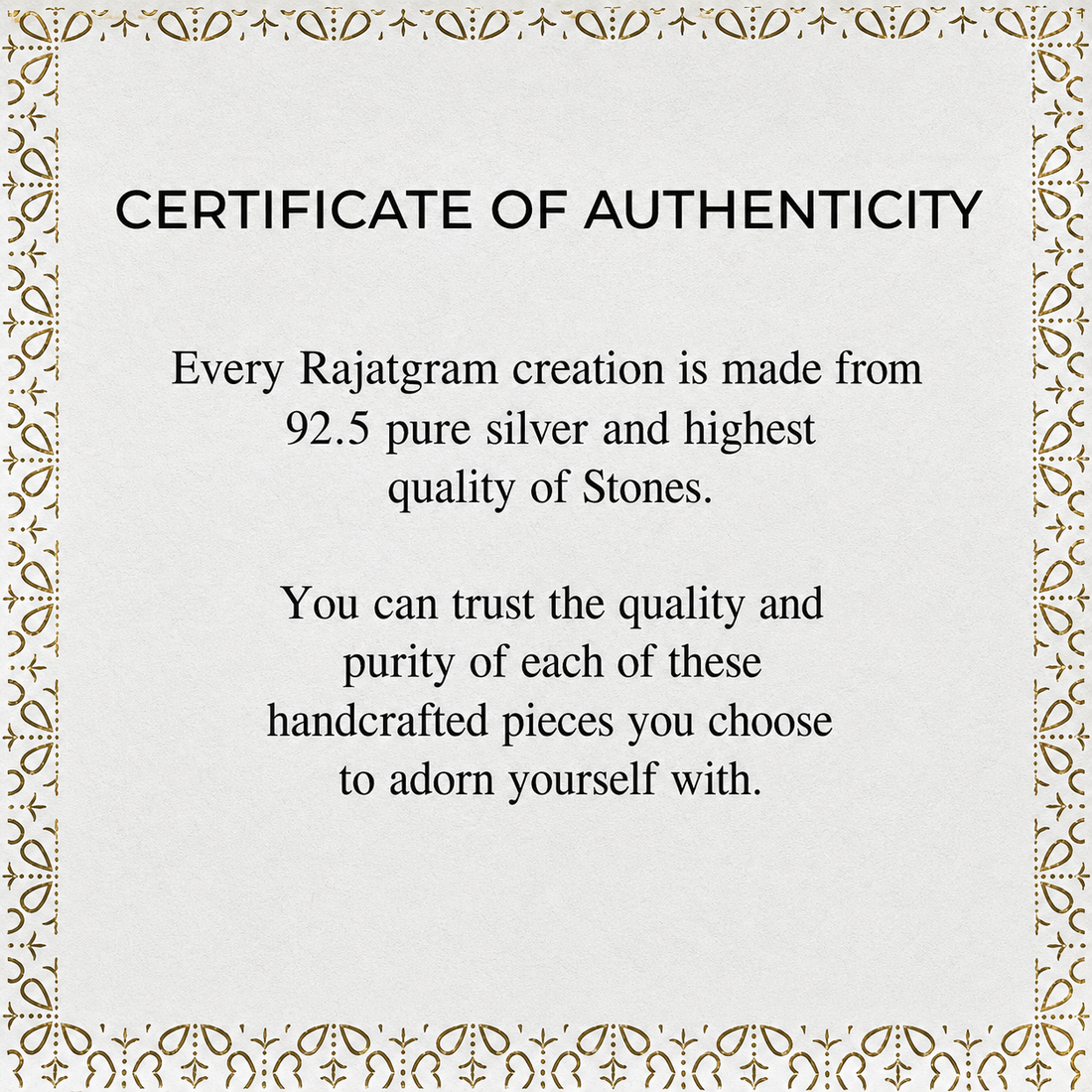 Certificate of Authenticity